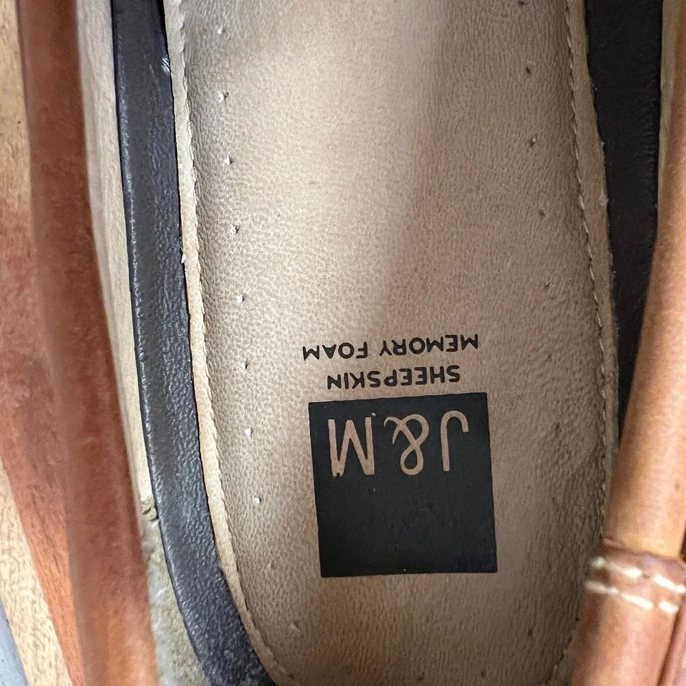 Johnston & Murphy J&M Shoes Men 8M Tan Leather Memory Foam Slip On Loafers